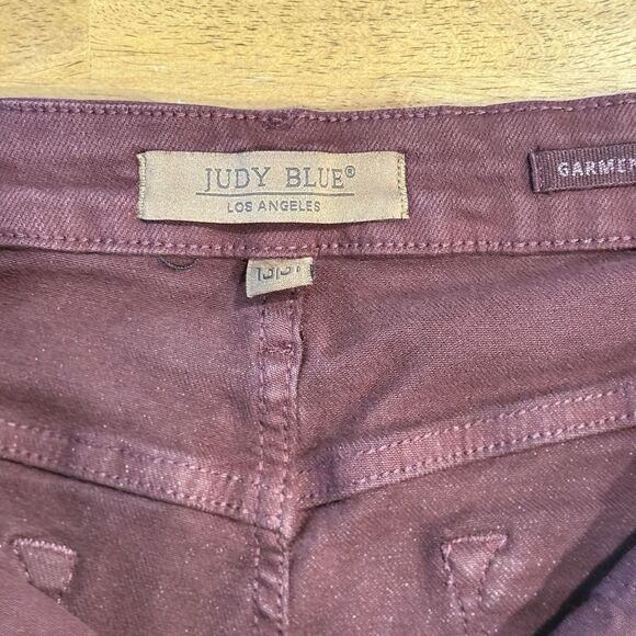Judy Blue Jeans Womens 13/31 Oxblood High Waist Tummy Control Wide Crop Stretch - Picture 3 of 9